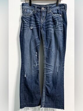 Silver Jeans Lola 17 Low Rise Flare Jeans W29 L31 Distressed Y2K Denim